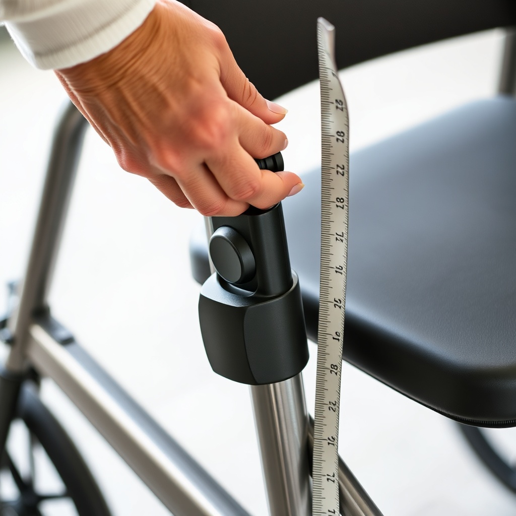 A close-up photo of a person's hand adjusting the height knob on the side of an Alber Akti