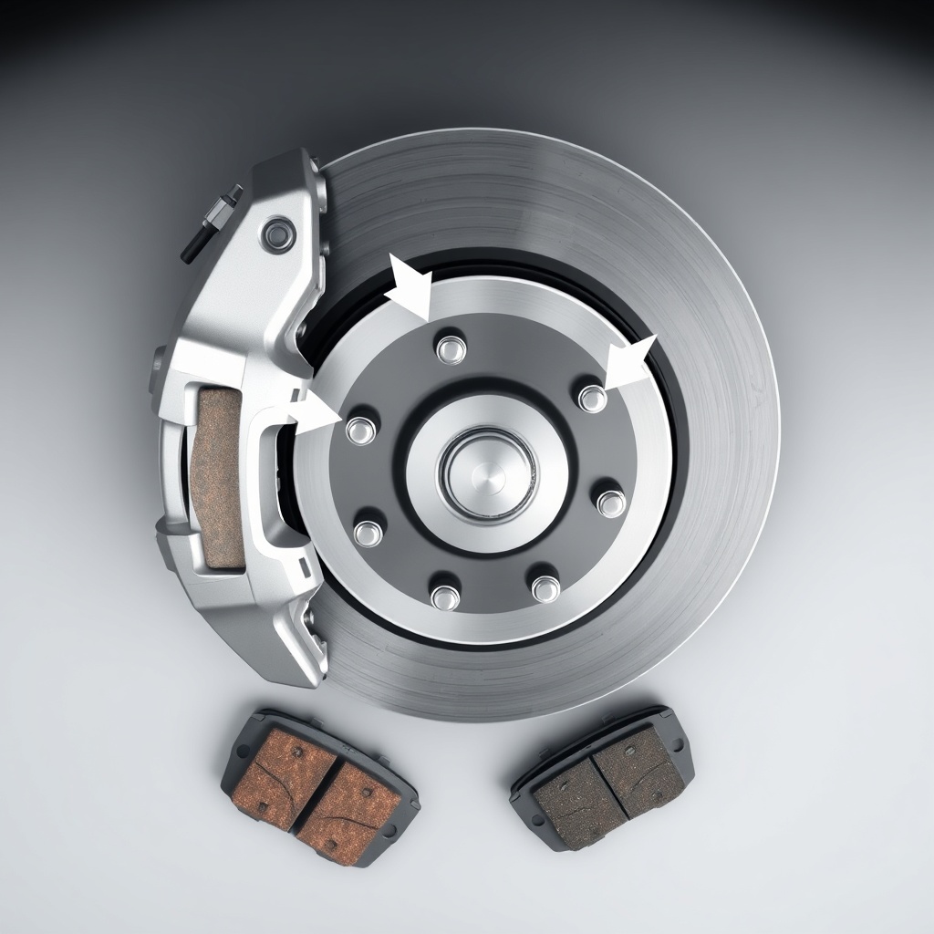 Detailed overhead illustration of a roller brake system on a table